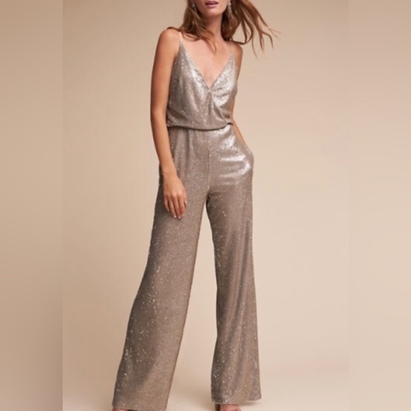 BHLDN Pants - Bhldn Aidan Mattox La June Sequin Jumpsuit NWT sz 12